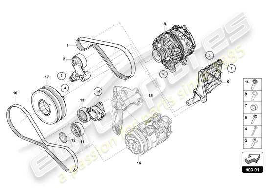 a part diagram from the Lamborghini Urus parts catalogue