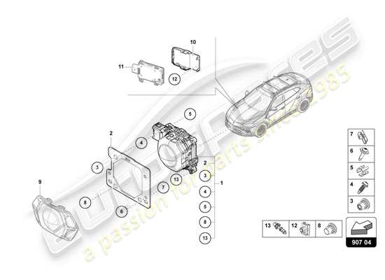 a part diagram from the Lamborghini Urus (2022) parts catalogue