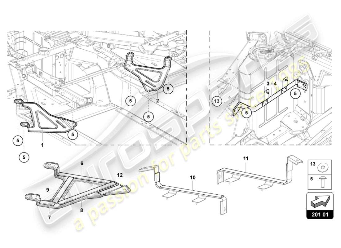 Lamborghini Sian Roadster (2021) BRACKET FOR FUEL TANK Part Diagram