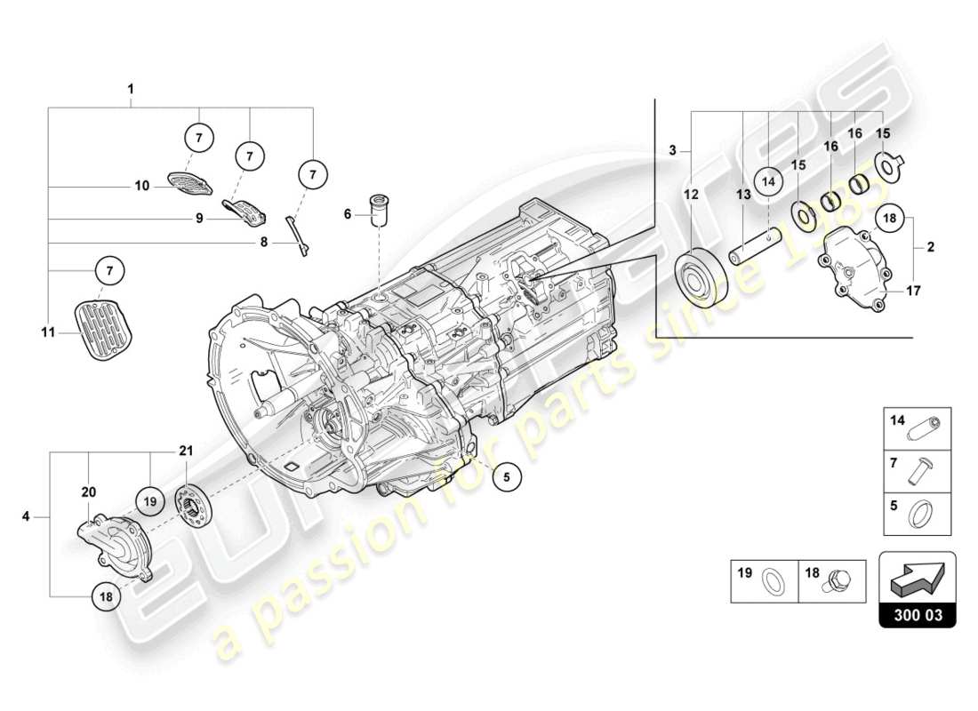 Lamborghini Sian Roadster (2021) OUTER COMPONENTS FOR GEARBOX Part Diagram
