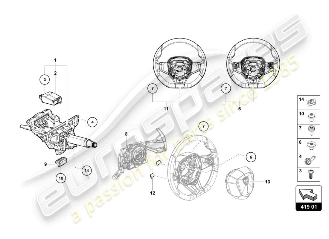 Lamborghini Sian Roadster (2021) STEERING SYSTEM Part Diagram