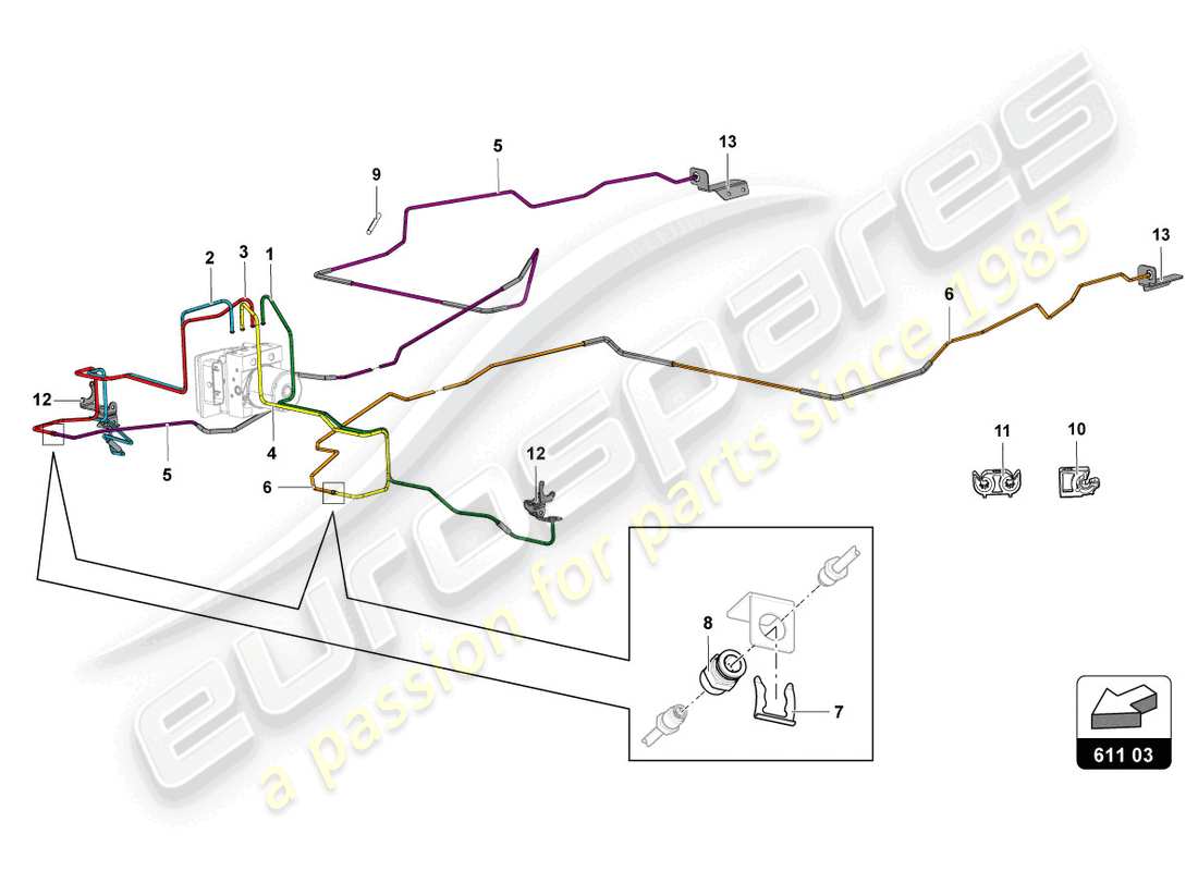 Lamborghini Sian Roadster (2021) BRAKE SERVO, PIPES AND VACUUM SYSTEM Part Diagram