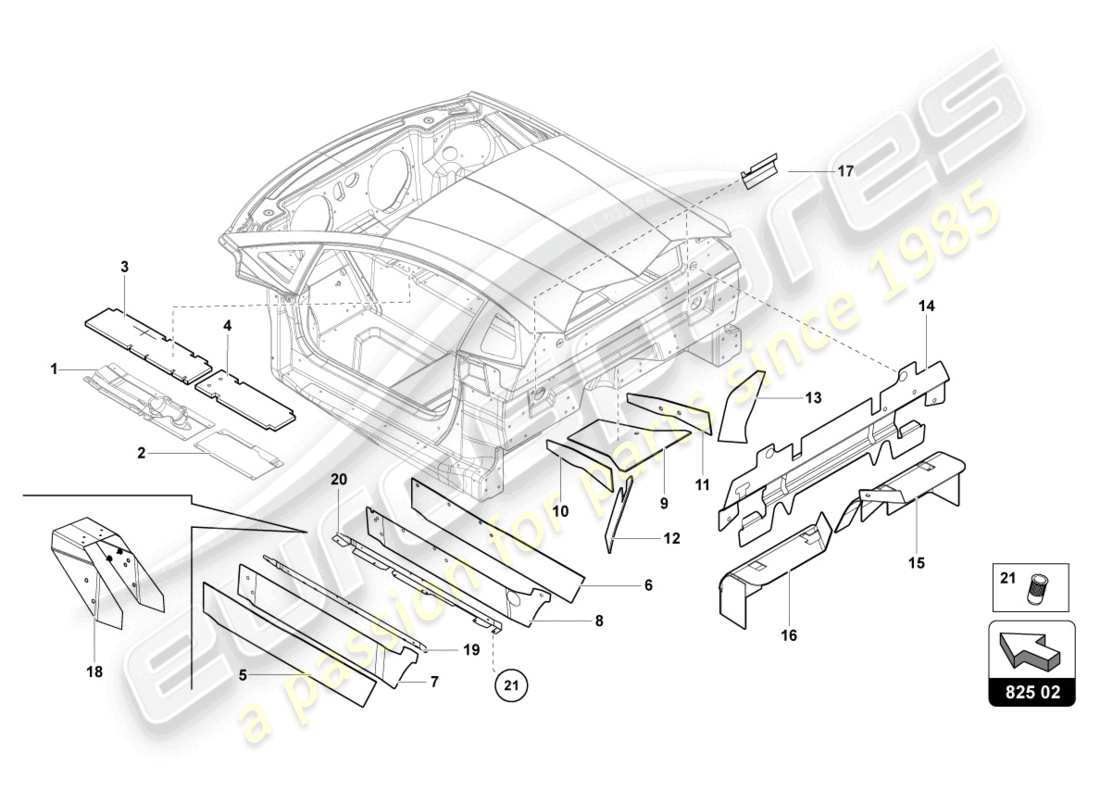 Lamborghini Sian Roadster (2021) DAMPER FOR TUNNEL Part Diagram