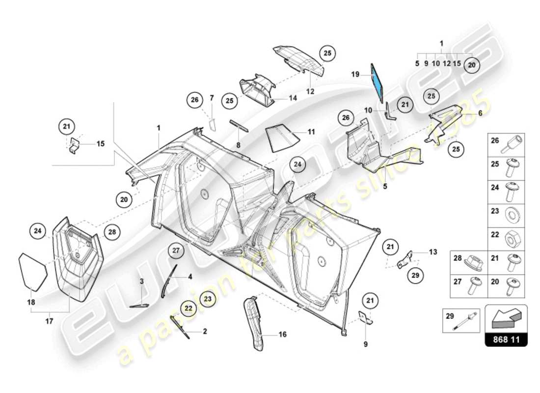 Lamborghini Sian Roadster (2021) REAR PANEL TRIM Part Diagram
