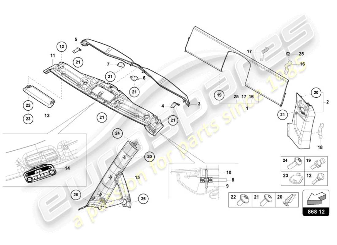 Lamborghini Sian Roadster (2021) INTERIOR DECOR Part Diagram