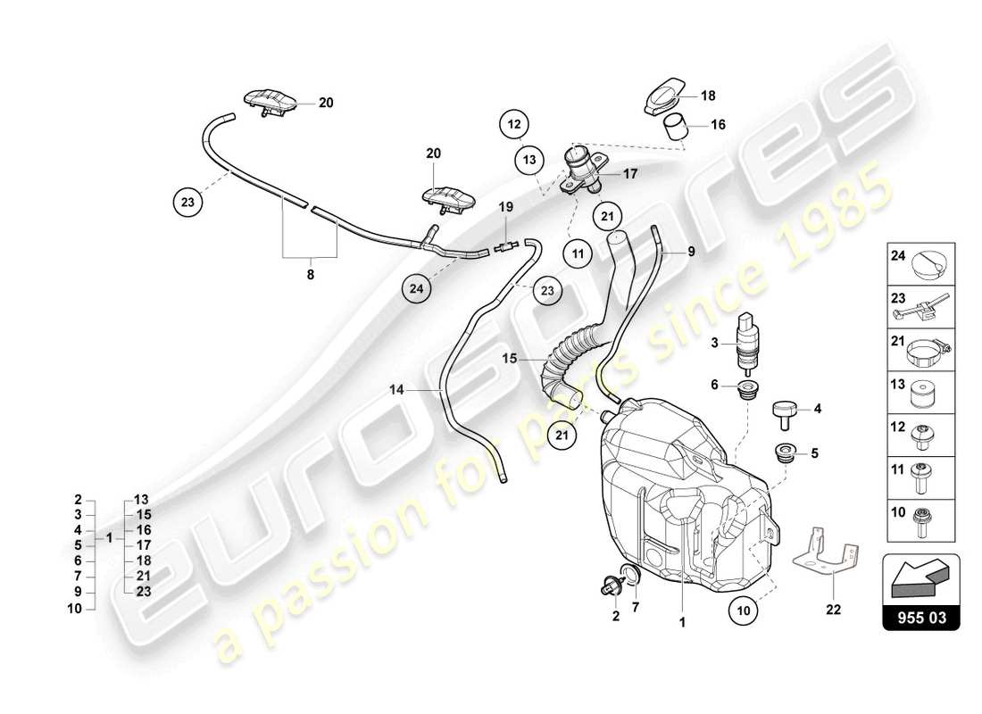 Lamborghini Sian Roadster (2021) WINDSCREEN WASHER SYSTEM Part Diagram