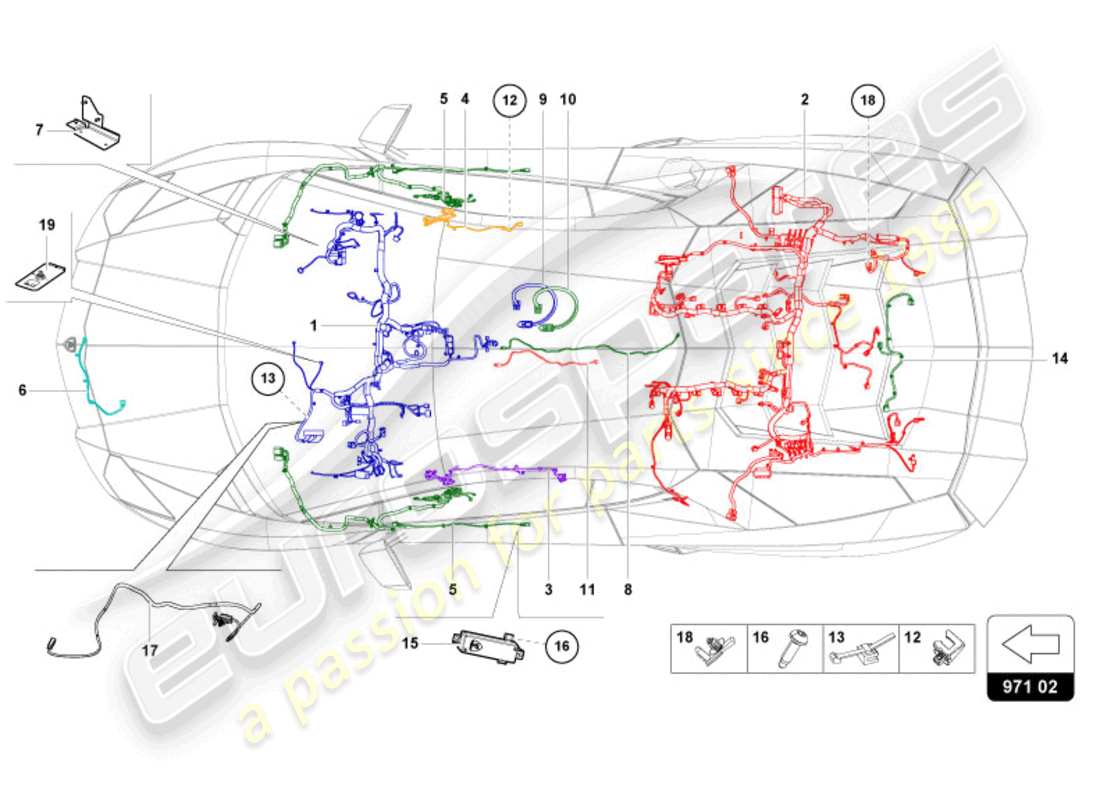 Lamborghini Sian Roadster (2021) Wiring Looms Part Diagram