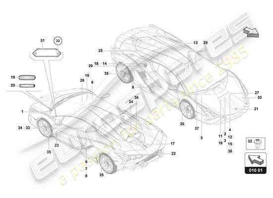 a part diagram from the Lamborghini Sian parts catalogue