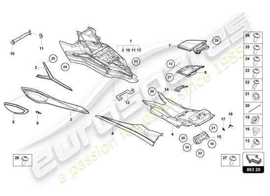 a part diagram from the Lamborghini Sian parts catalogue