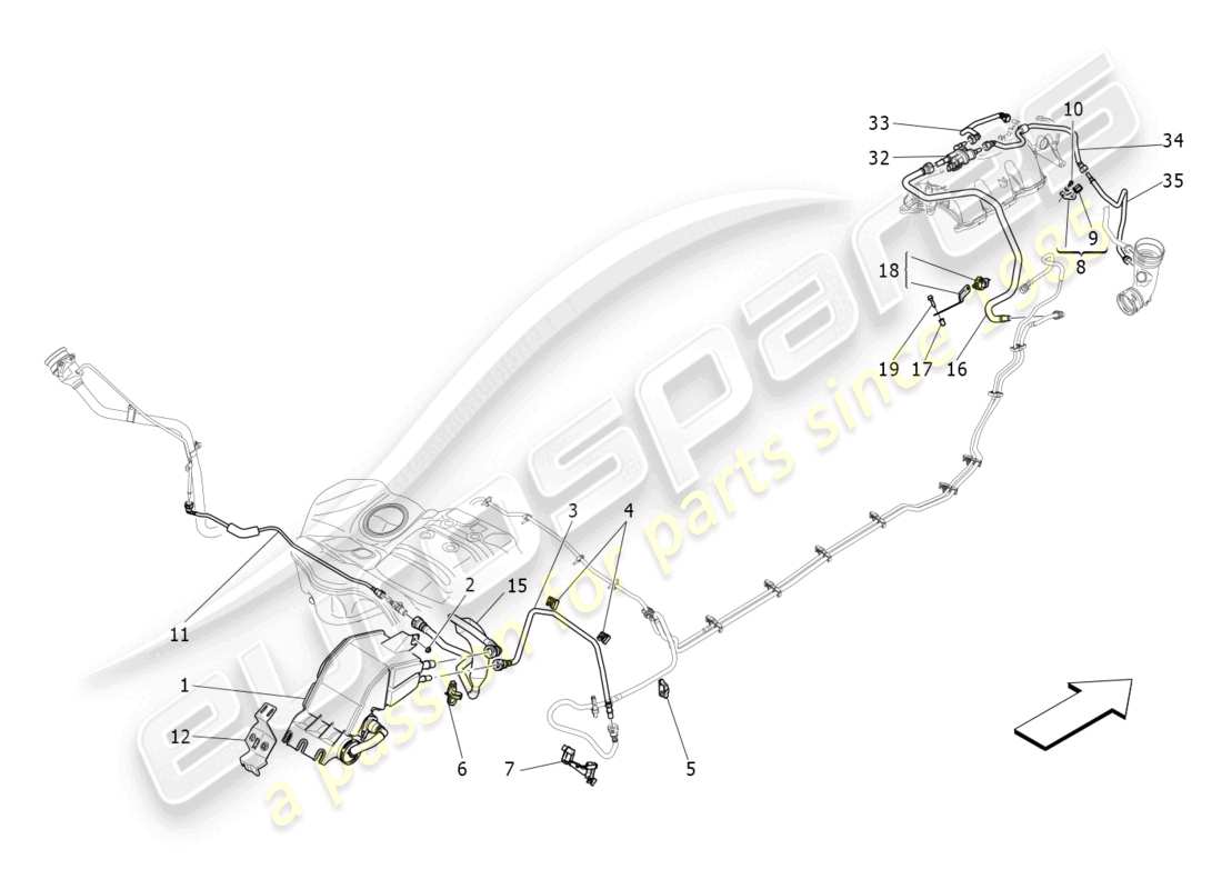 Maserati Levante Modena (2022) FUEL VAPOUR RECIRCULATION SYSTEM Parts Diagram