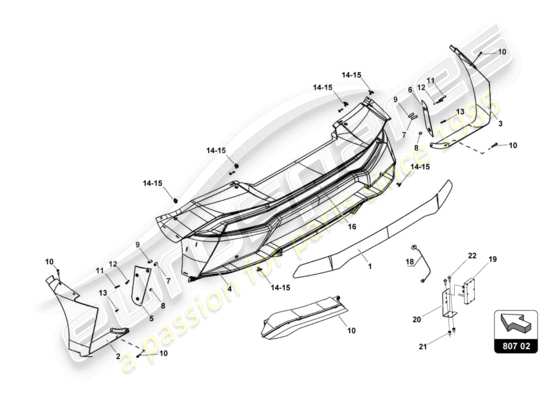 a part diagram from the Lamborghini Huracan Squadra Corse parts catalogue