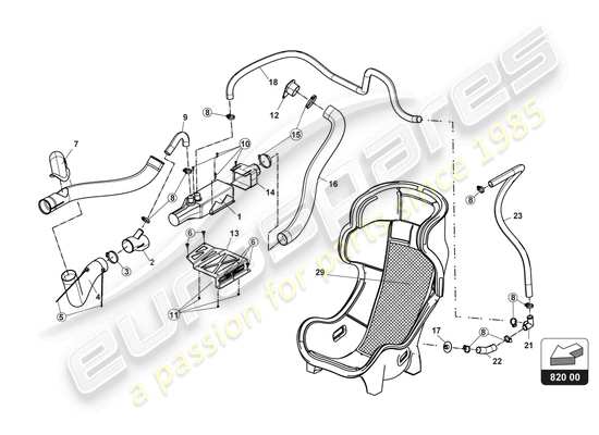 a part diagram from the Lamborghini Huracan Squadra Corse parts catalogue