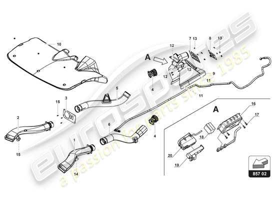 a part diagram from the Lamborghini Huracan Squadra Corse parts catalogue