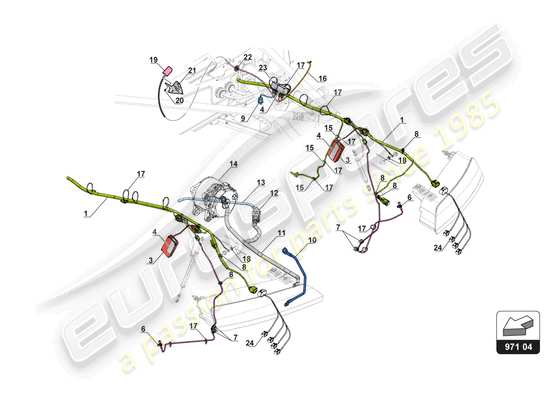 a part diagram from the Lamborghini Huracan Squadra Corse parts catalogue