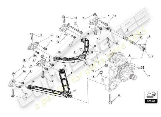 a part diagram from the Lamborghini Huracan Squadra Corse parts catalogue