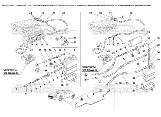 a part diagram from the Maserati 3200 parts catalogue