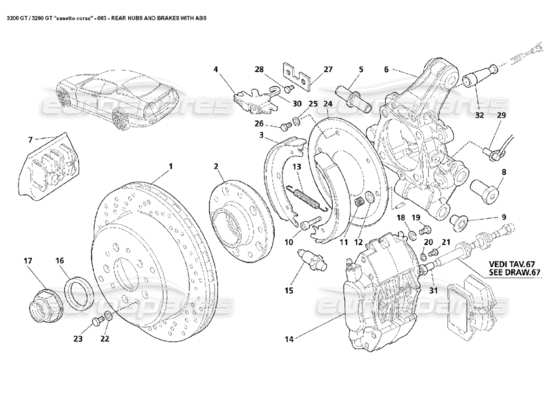 a part diagram from the Maserati 3200 parts catalogue