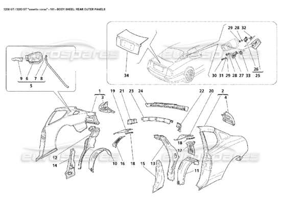 a part diagram from the Maserati 3200 GT/GTA/Assetto Corsa parts catalogue