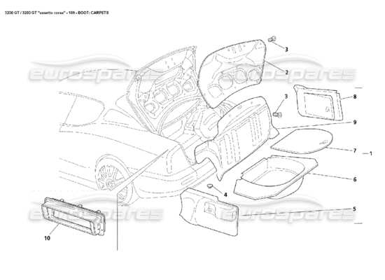 a part diagram from the Maserati 3200 parts catalogue