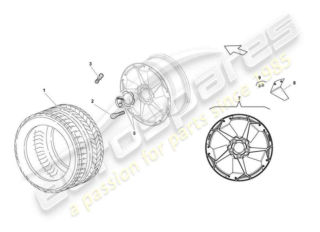 Lamborghini Reventon ALUMINIUM RIM FRONT Parts Diagram