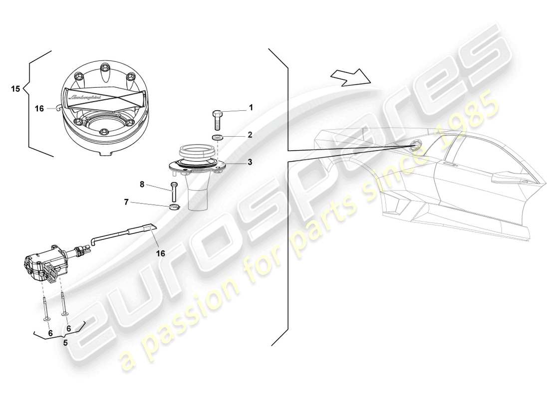 Lamborghini Reventon FUEL FILLER FLAP Parts Diagram