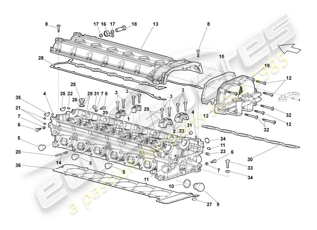 Lamborghini Reventon Roadster CYLINDER HEAD RIGHT Parts Diagram
