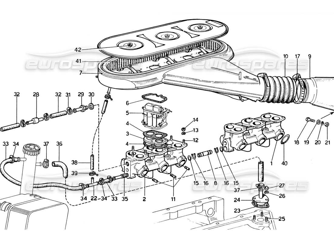 Ferrari 365 GTB4 Daytona (1969) Intake Manifolds - Air Intake Part Diagram