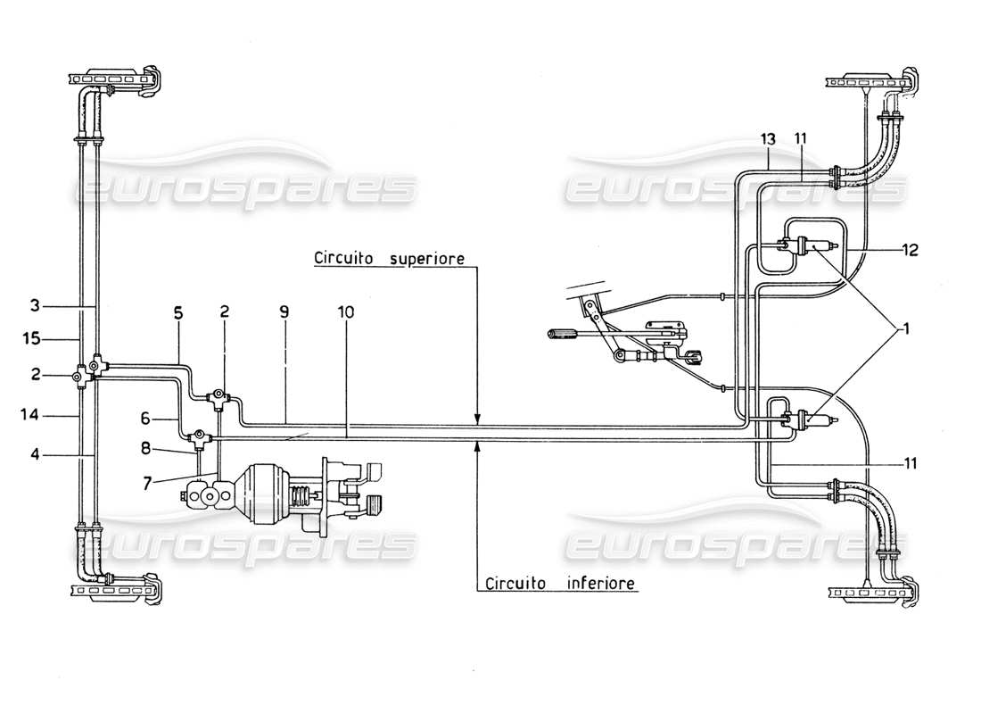 Ferrari 365 GTB4 Daytona (1969) Brake Lines System Parts Diagram