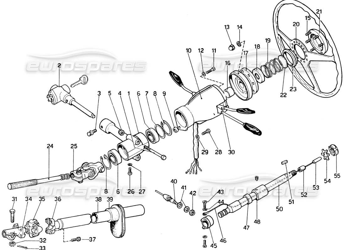 Ferrari 365 GTB4 Daytona (1969) Steering Control Parts Diagram