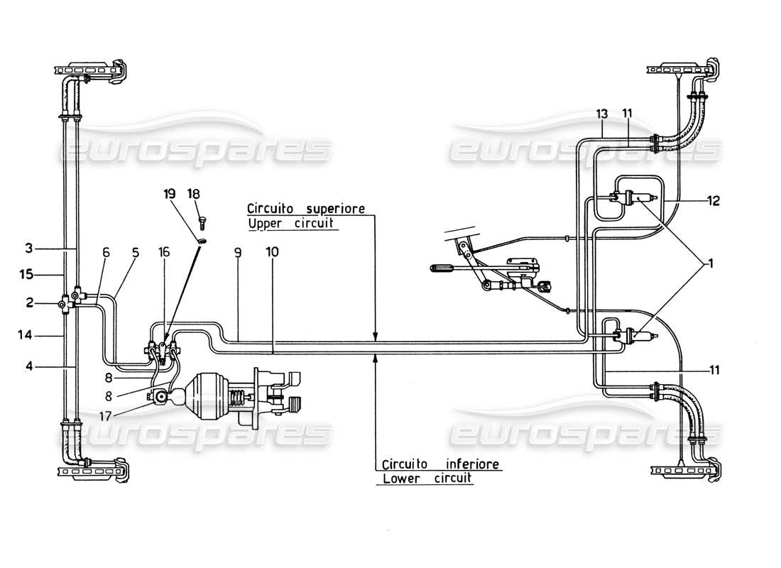 Ferrari 365 GTB4 Daytona (1969) Brake System (1972 Revision) Parts Diagram