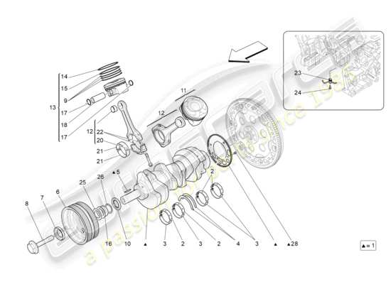 a part diagram from the Maserati Quattroporte M156 (2017 onwards) parts catalogue