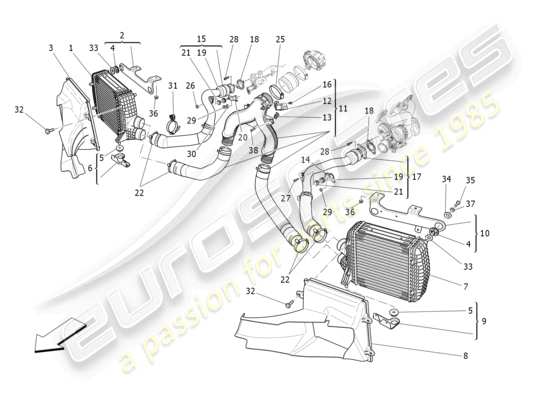 a part diagram from the Maserati Quattroporte M156 (2017 onwards) parts catalogue