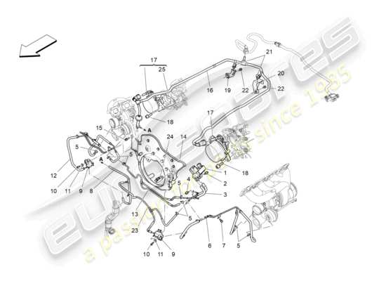 a part diagram from the Maserati Quattroporte M156 (2017 onwards) parts catalogue