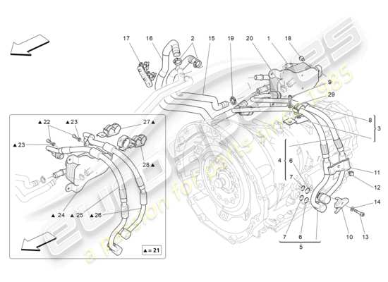 a part diagram from the Maserati Quattroporte M156 (2017 onwards) parts catalogue