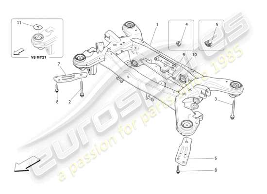 a part diagram from the Maserati Quattroporte M156 (2017 onwards) parts catalogue