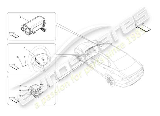 a part diagram from the Maserati Quattroporte M156 (2017 onwards) parts catalogue