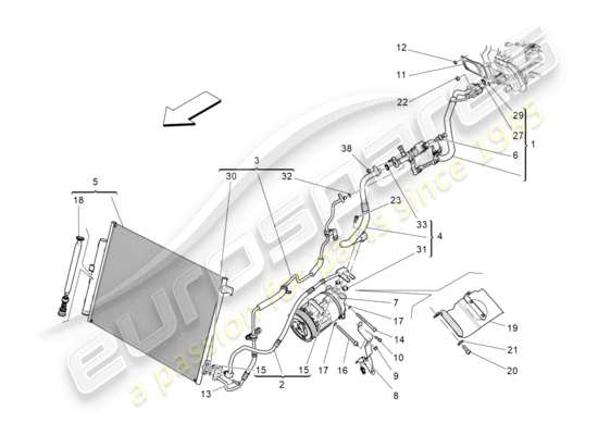 a part diagram from the Maserati Quattroporte M156 (2017 onwards) parts catalogue