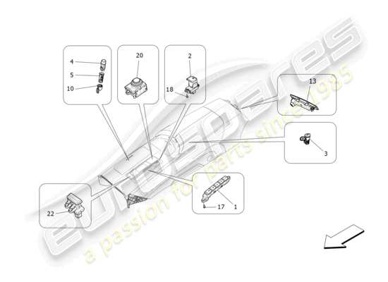 a part diagram from the Maserati Quattroporte M156 (2017 onwards) parts catalogue