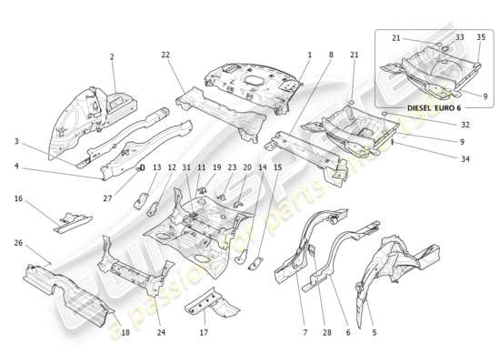 a part diagram from the Maserati Quattroporte M156 (2017 onwards) parts catalogue