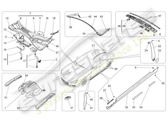 a part diagram from the Maserati Quattroporte M156 (2017 onwards) parts catalogue