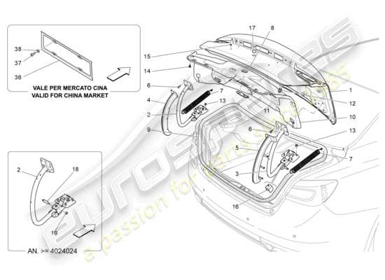 a part diagram from the Maserati Quattroporte M156 (2017 onwards) parts catalogue