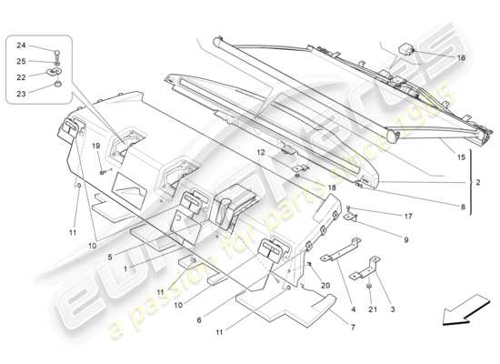 a part diagram from the Maserati Quattroporte M156 (2017 onwards) parts catalogue