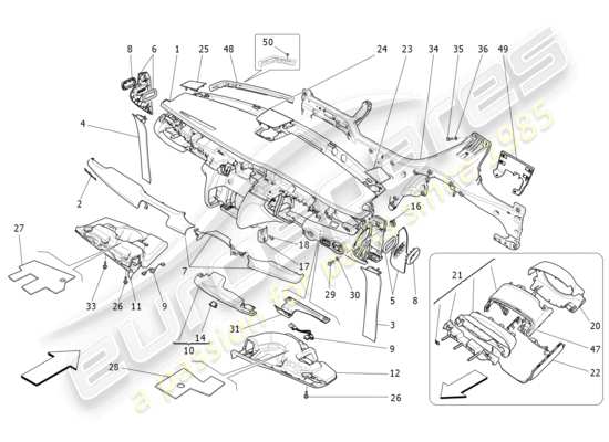 a part diagram from the Maserati Quattroporte M156 (2017 onwards) parts catalogue