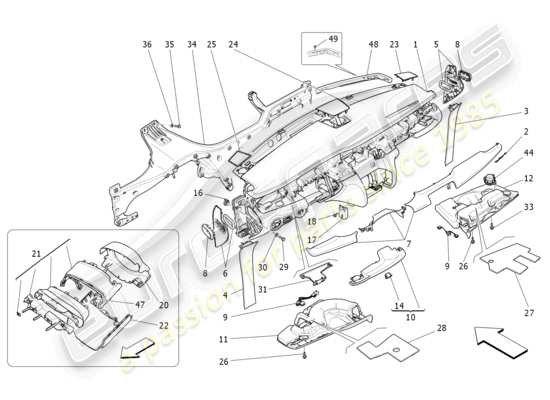 a part diagram from the Maserati Quattroporte M156 (2017 onwards) parts catalogue