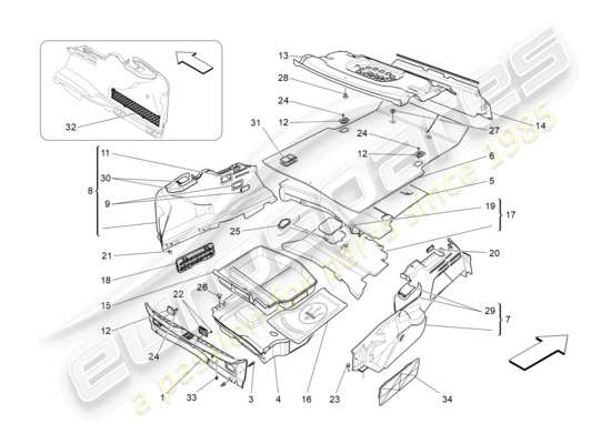 a part diagram from the Maserati Quattroporte M156 (2017 onwards) parts catalogue