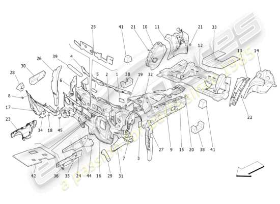 a part diagram from the Maserati Quattroporte M156 (2017 onwards) parts catalogue