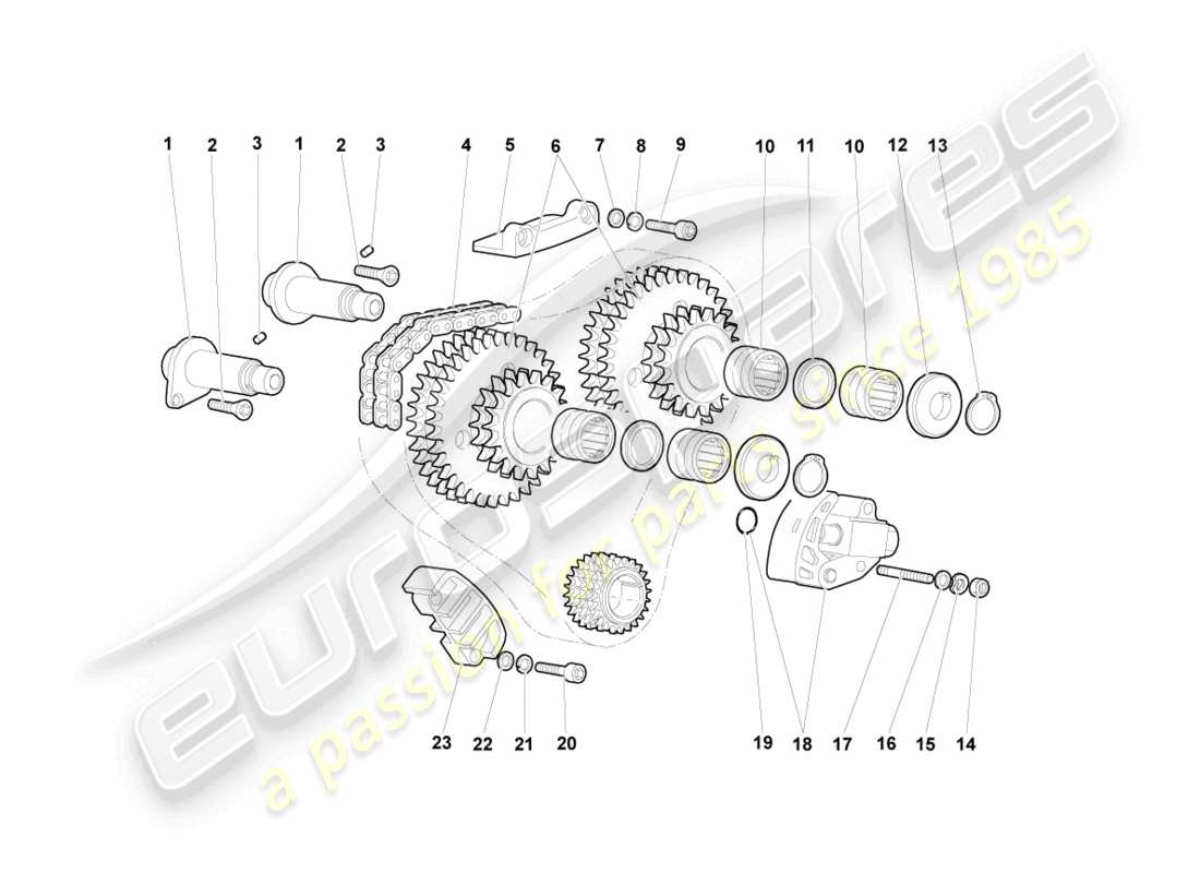 Lamborghini Murcielago Coupe (2003) TIMING CHAIN Parts Diagram