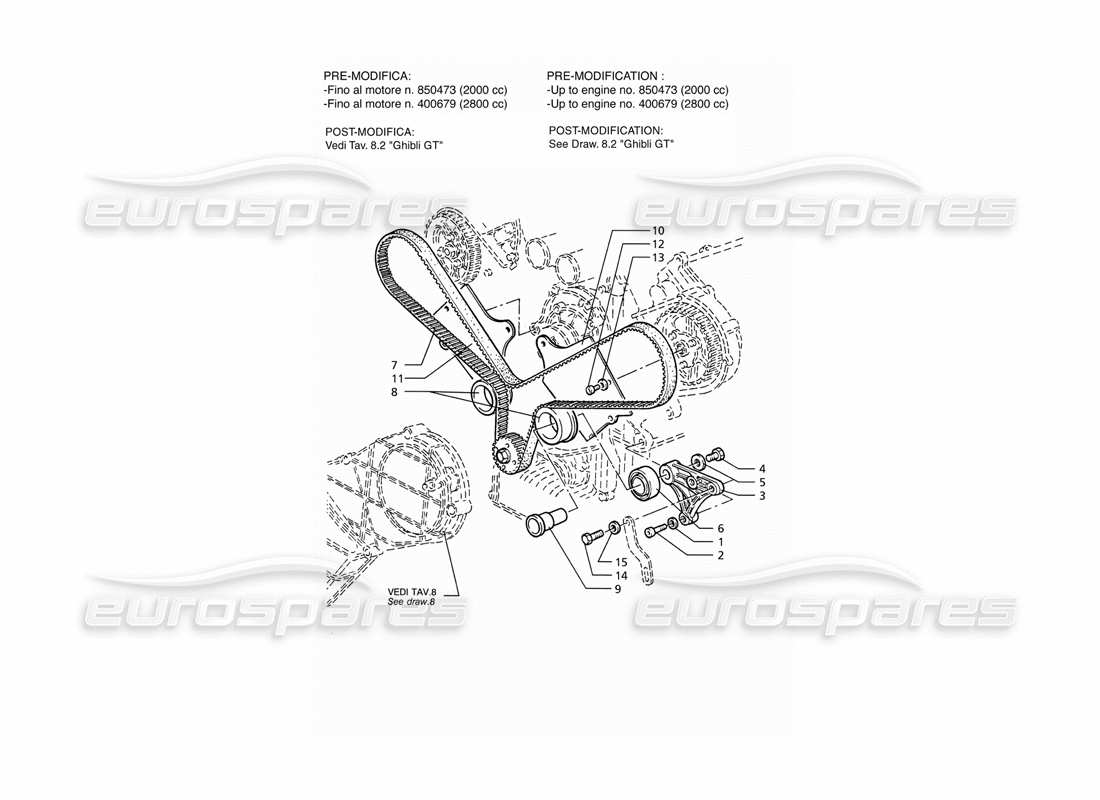 Maserati Ghibli 2.8 (ABS) timing control Parts Diagram