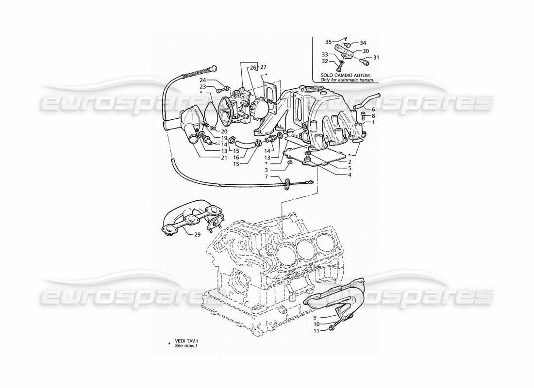 Maserati Ghibli 2.8 (ABS) Intake and Exhaust Manifold Throttle Valve Body Parts Diagram