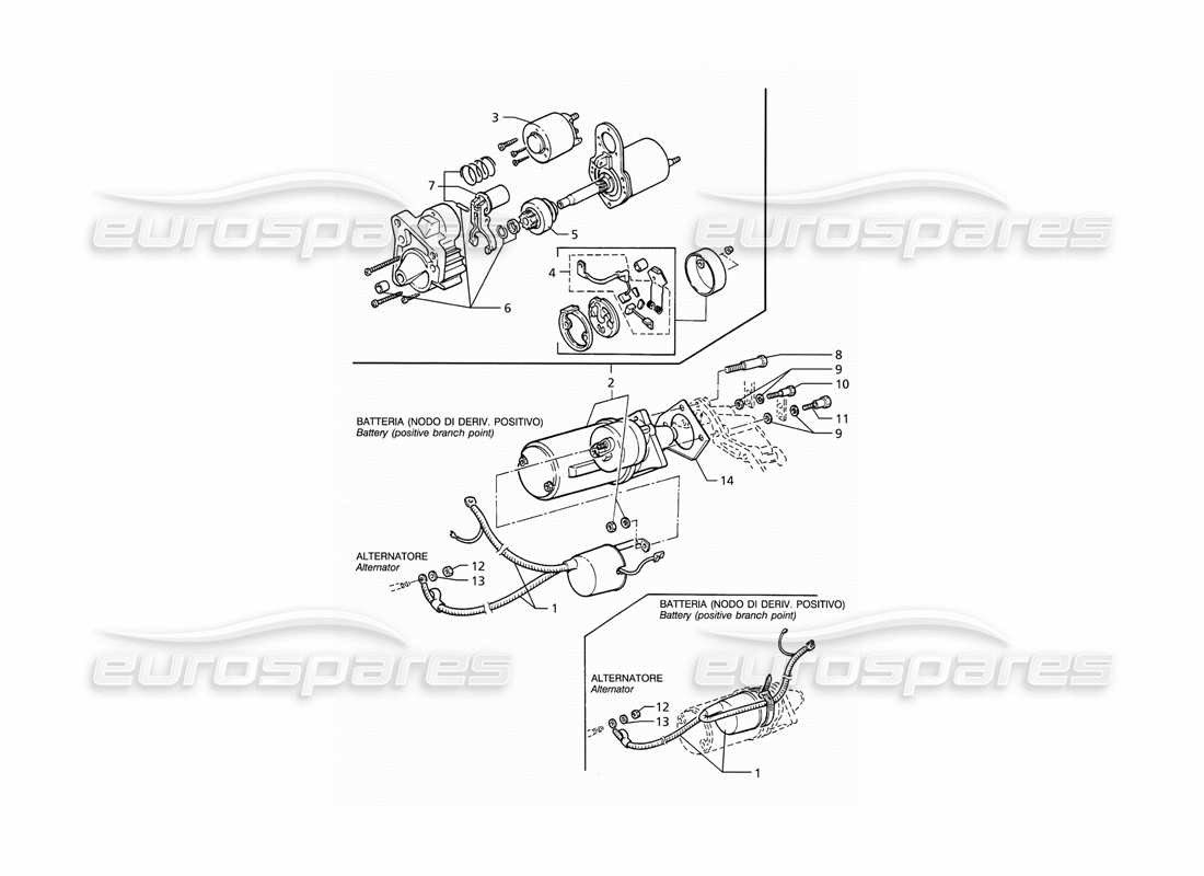 Maserati Ghibli 2.8 (ABS) Starting Motor Parts Diagram